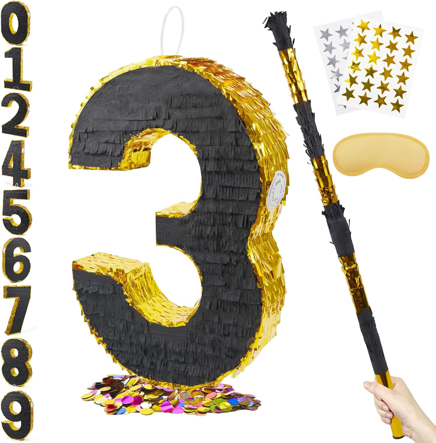 20 Inch Number 3 Pinata for Birthday Party Decorations and Fun