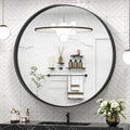 40 Inch Round Black Bathroom Mirror for Wall - Non-Rusting Matte Frame