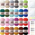 Chenille Velvet Yarn 24 Pack Crochet Kit - Soft Amigurumi Yarn