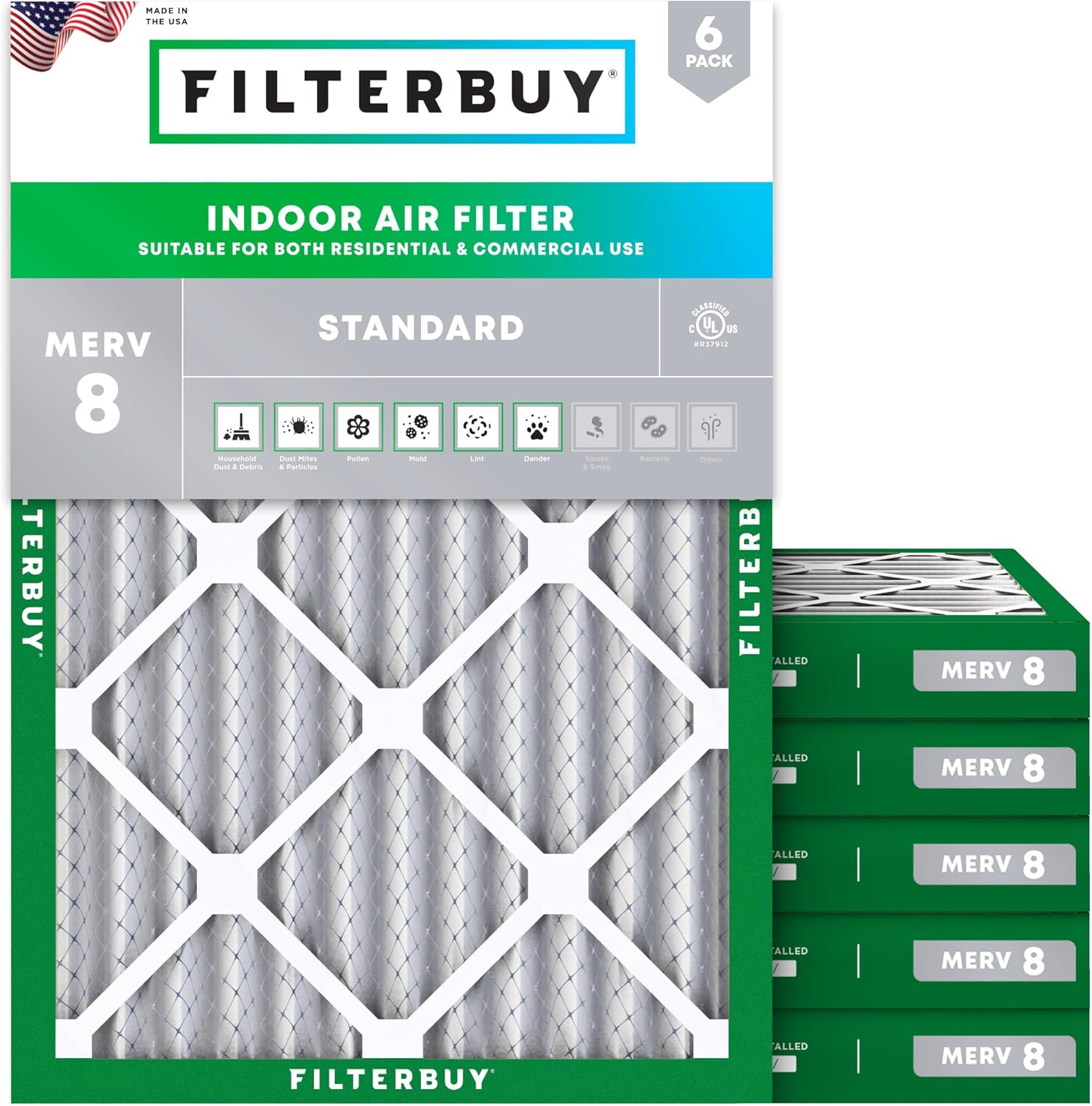 Filterbuy 24x30x2 Air Filter MERV 8 for Dust and Allergy Defense