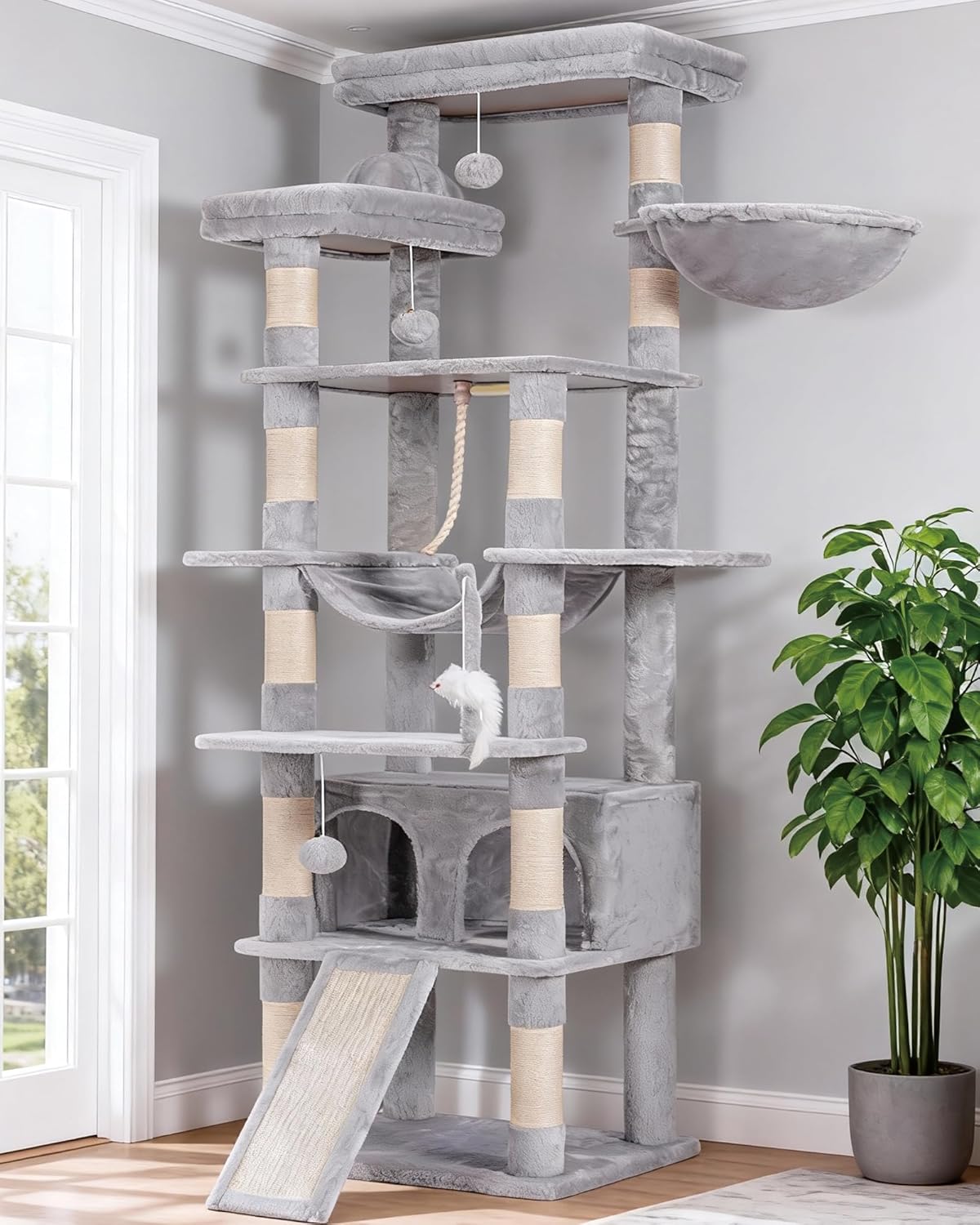 Heybly Tall Cat Tree: 78-inch Multi-Level Cat Tower for Cats