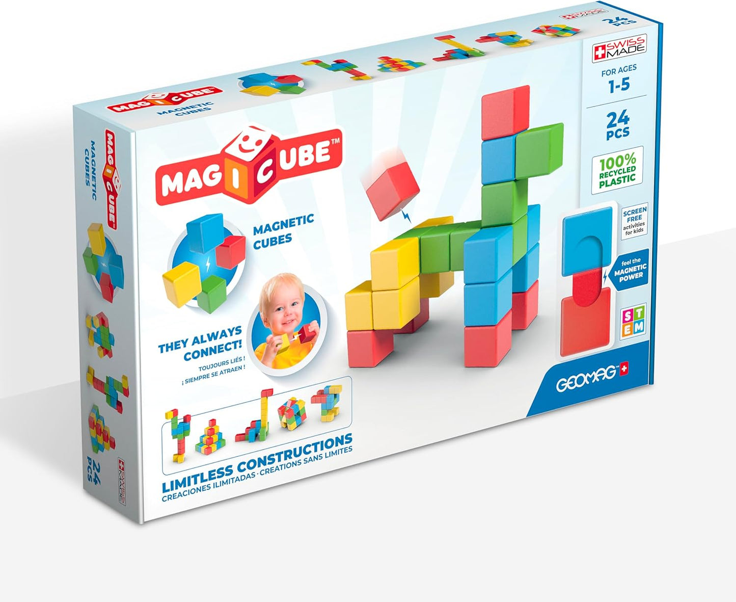 Geomag Magicube 24pcs Magnetic Blocks for Toddlers 1-3 Years
