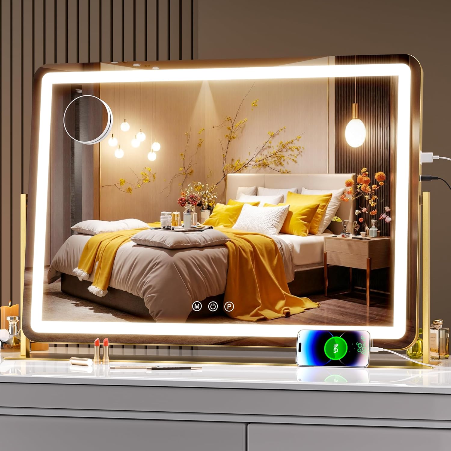 Hasipu Vanity Mirror with Lights - 30in x 21in LED Makeup Mirror