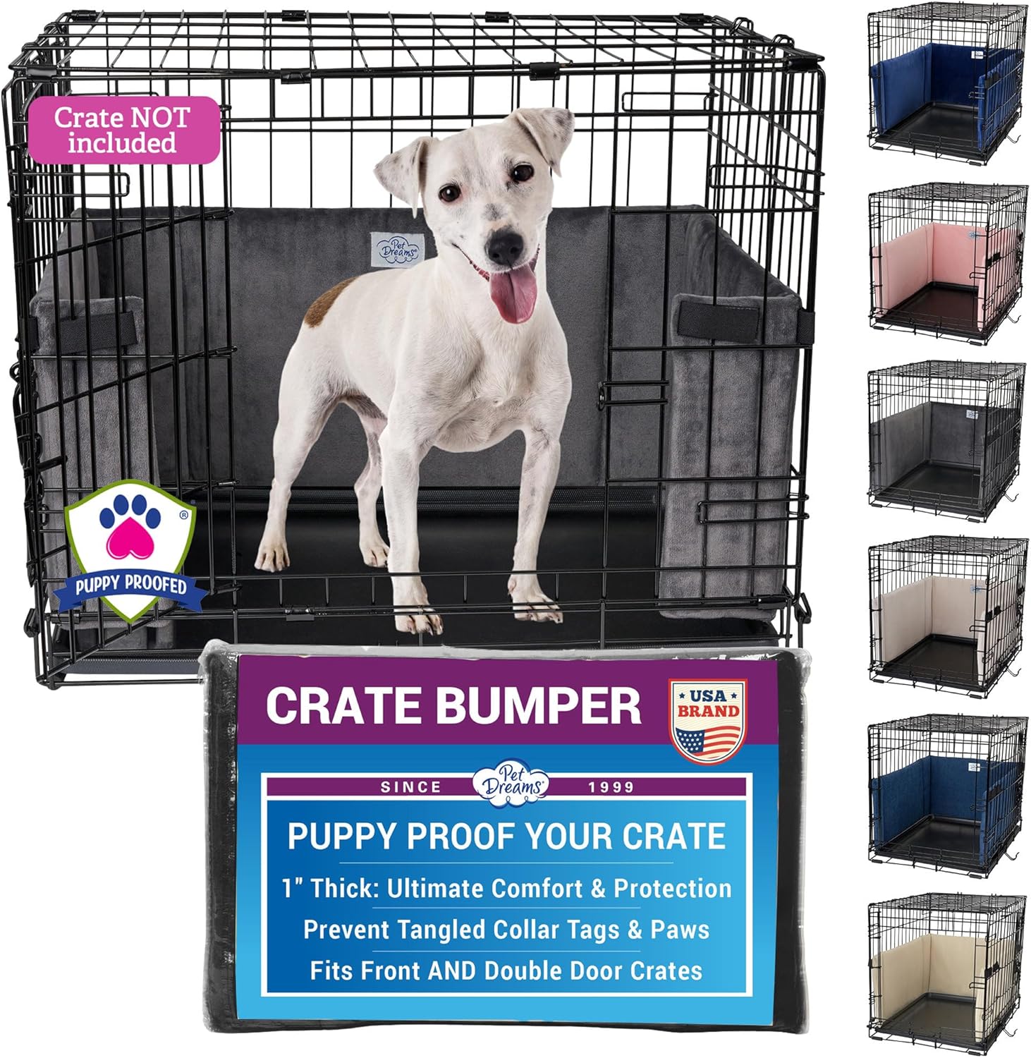 Pet Dreams Dog Crate Bumper - Comfy Liner for Crate Safety