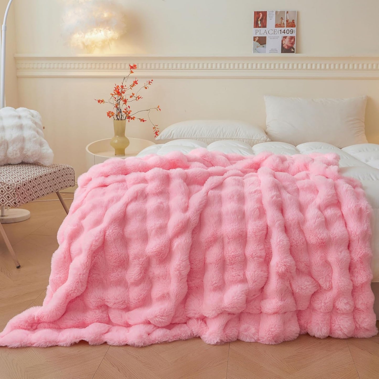 Luxury Fluffy Faux Rabbit Fur Blanket for Cozy Home Decor