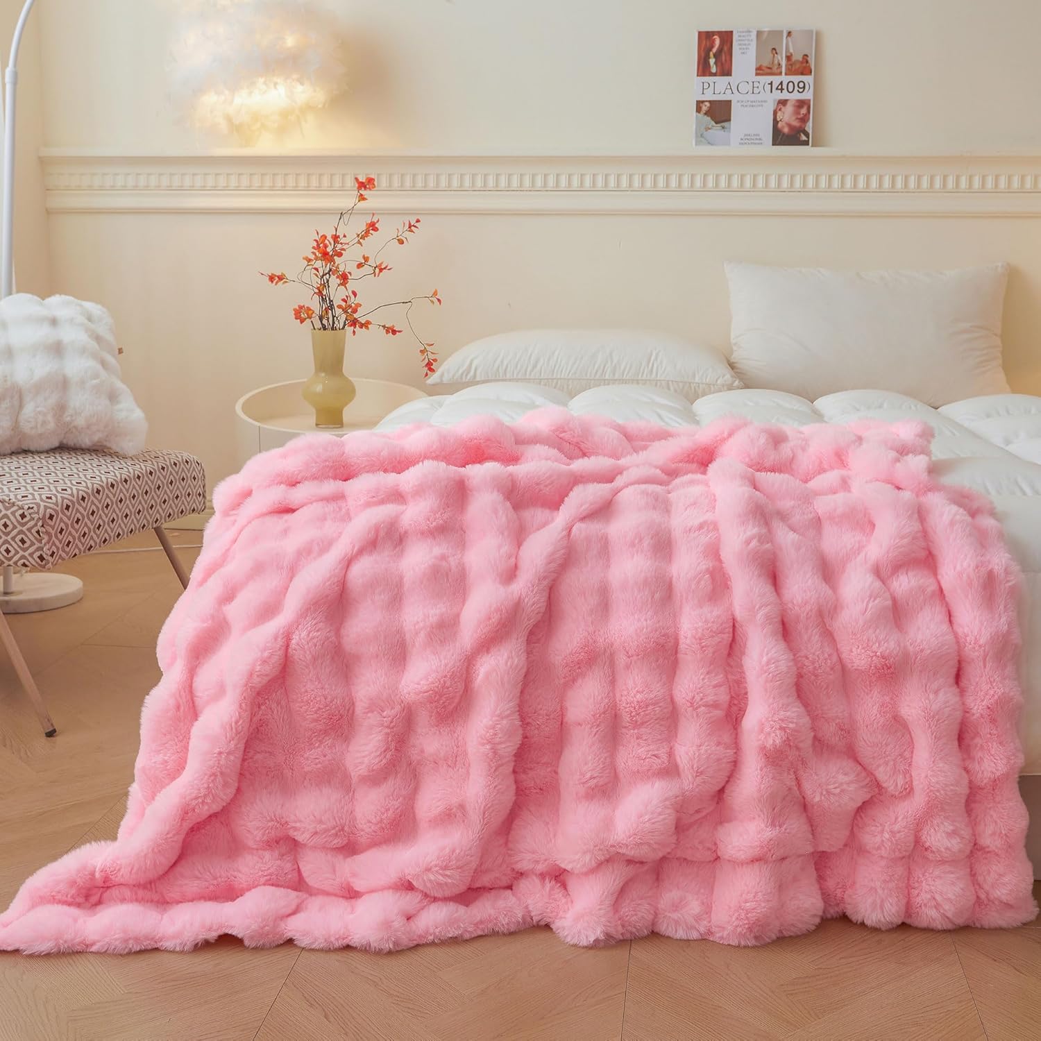 Luxury Fluffy Faux Rabbit Fur Blanket for Cozy Home Decor