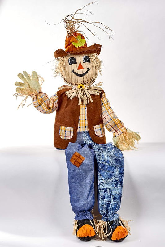 60 in Life Size Harvest Sitting Scarecrow for Fall Decor