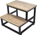 Step Stool Wood and Metal 2-Step Bedside Stool - Stable 500 LB
