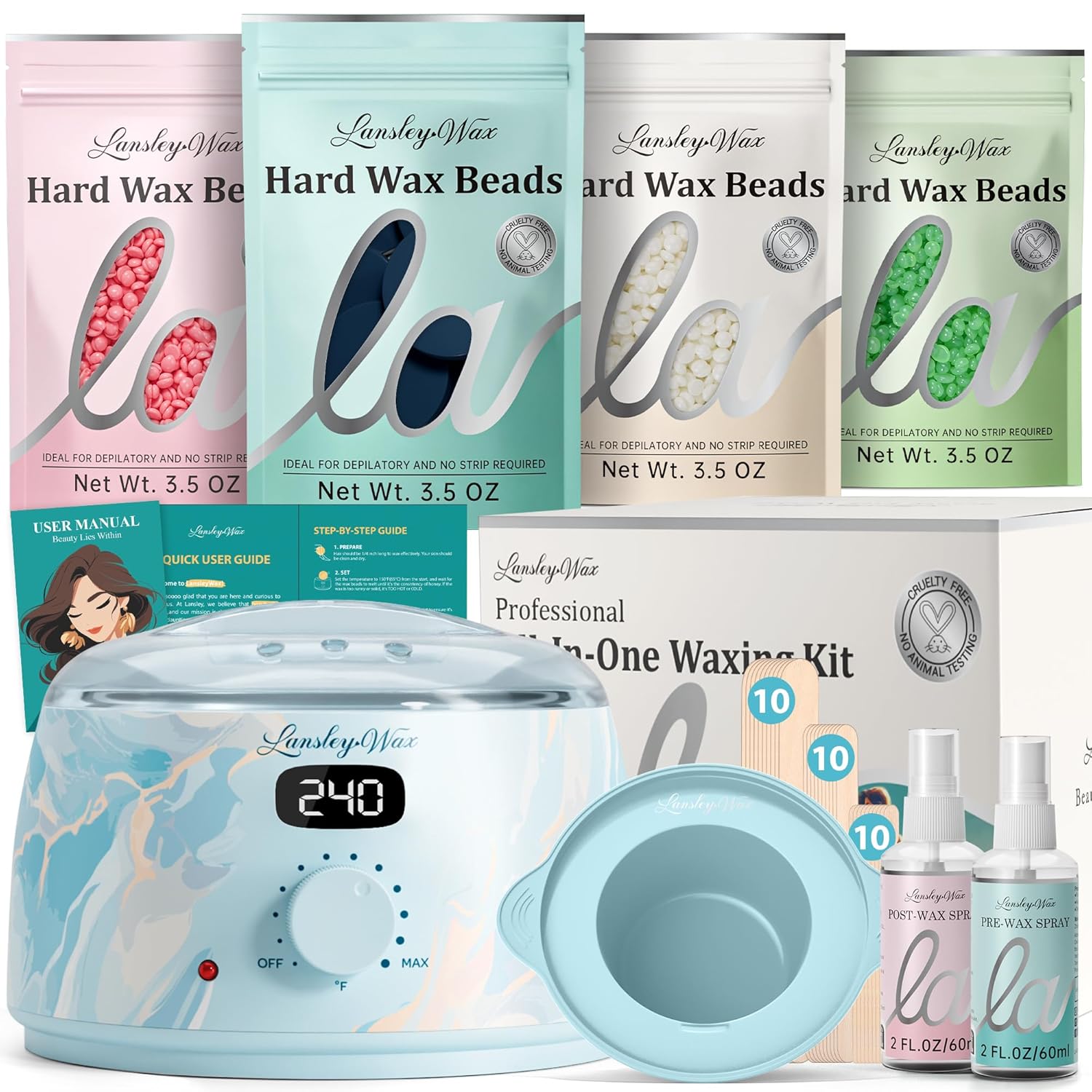 LANSLEYWAX Digital Waxing Kit for Effortless Hair Removal