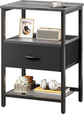 Charcoal Gray Night Stand with Fabric Drawer - Compact Storage