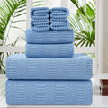 8 Piece Oversized Blue Bath Towel Set - Extra Large 35x70 Bath Sheets