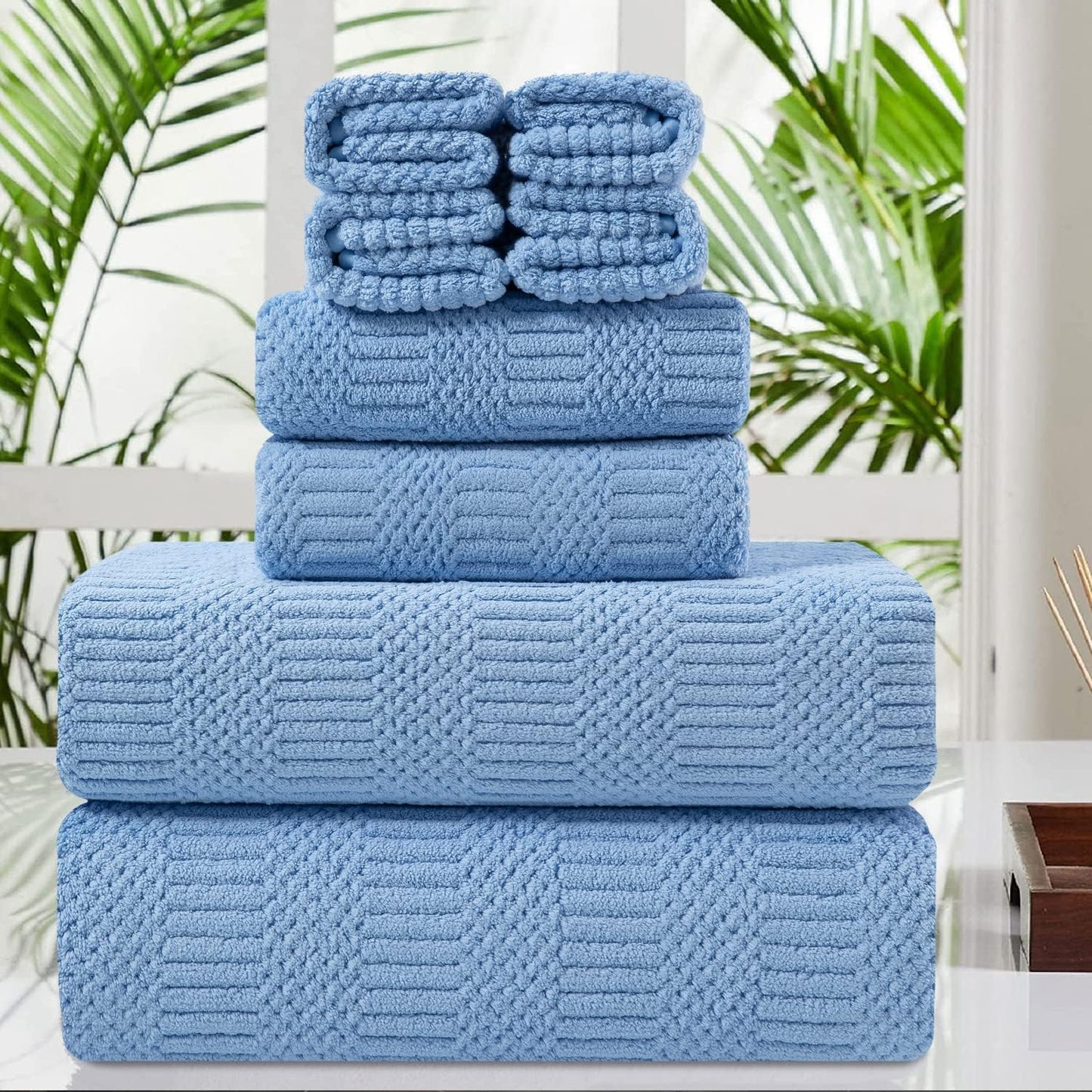 Oversized Blue Bath Towel Set for Ultimate Comfort and Absorbency