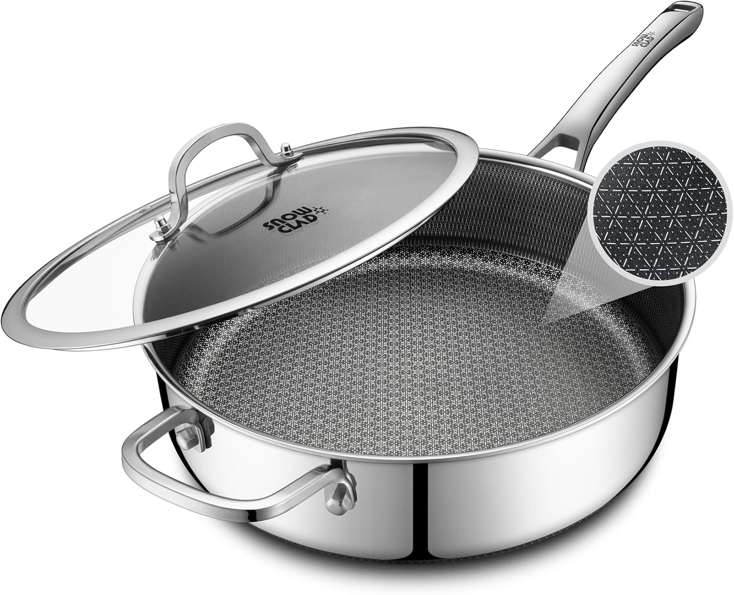 Frying Pans Nonstick with Lid - 12 inch Deep Saute Pan