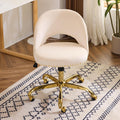 Modern Velvet Small Office Chair with Gold Base - Cute Swivel