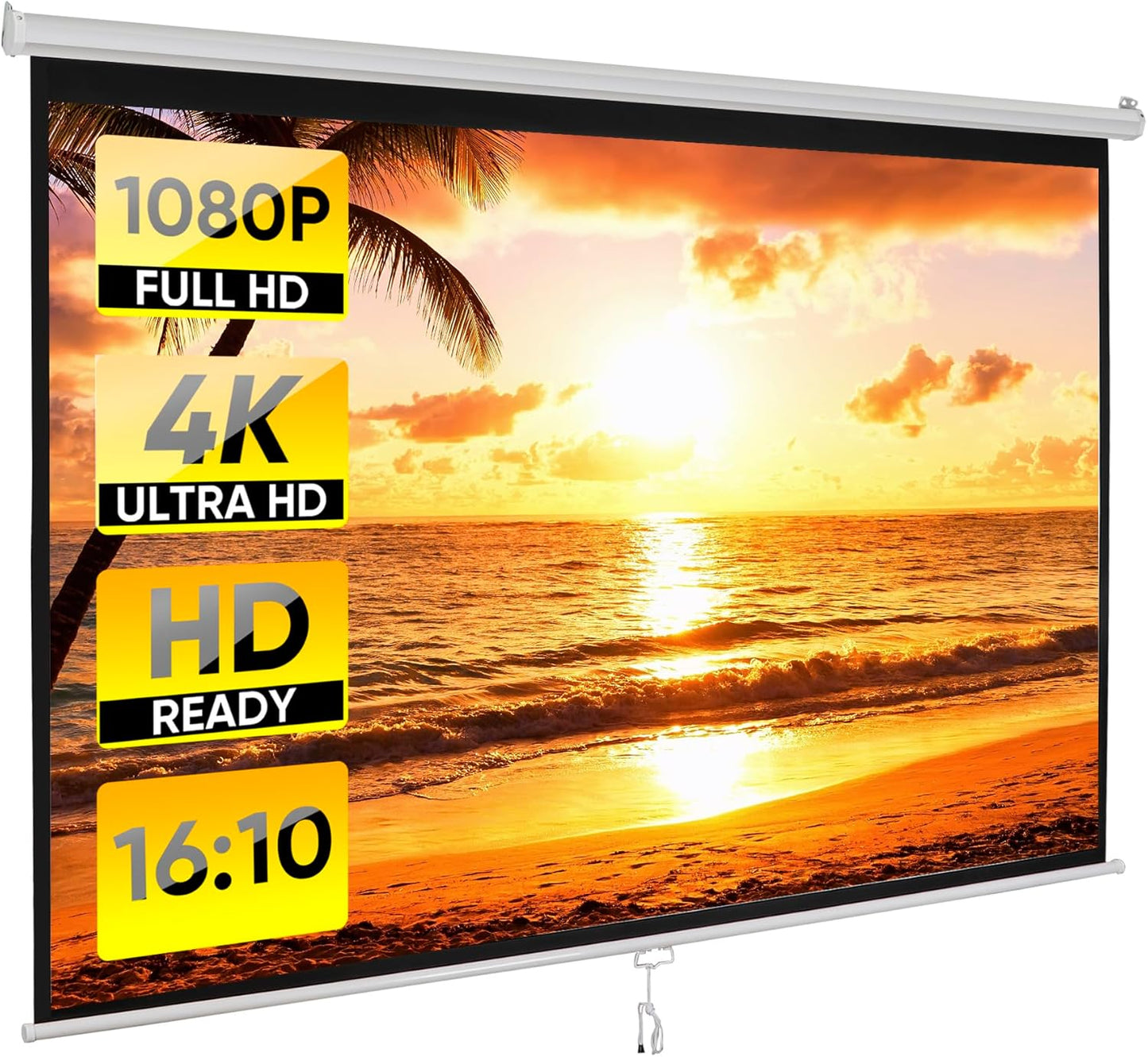 100 Inch Manual Pull Down Projection Screen for Home Cinema