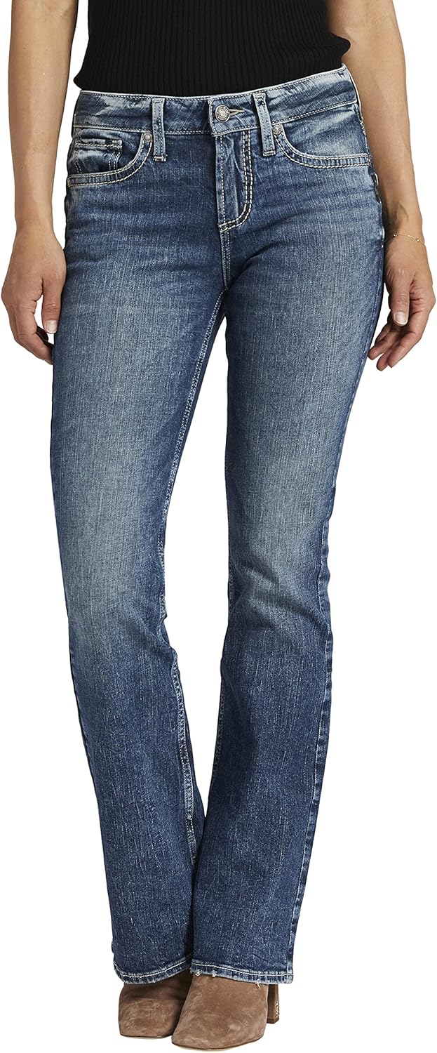 Suki Mid Rise Curvy Fit Slim Bootcut Jeans for Women - Stylish