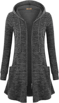 Long Zip Up Hoodie Jacket for Women - Lightweight Tunic Cardigan