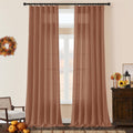 Terracotta Linen Curtains 132 in Length 2 Panels - Semi Sheer Privacy
