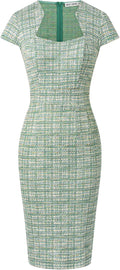 GRACE KARIN Women's Tweed Pencil Dress Cap Sleeve - Workwear Chic