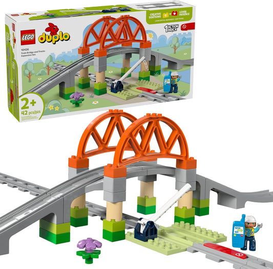 LEGO DUPLO Town Train Bridge and Tracks Expansion Set for Kids