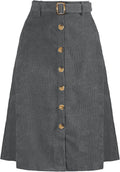 Allegra K Womens High Waist Button Front A-Line Corduroy Midi Skirt Do
