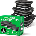 Collapsible BBQ Prep Tub 3 Pack - Space-Saving Marinating Tubs