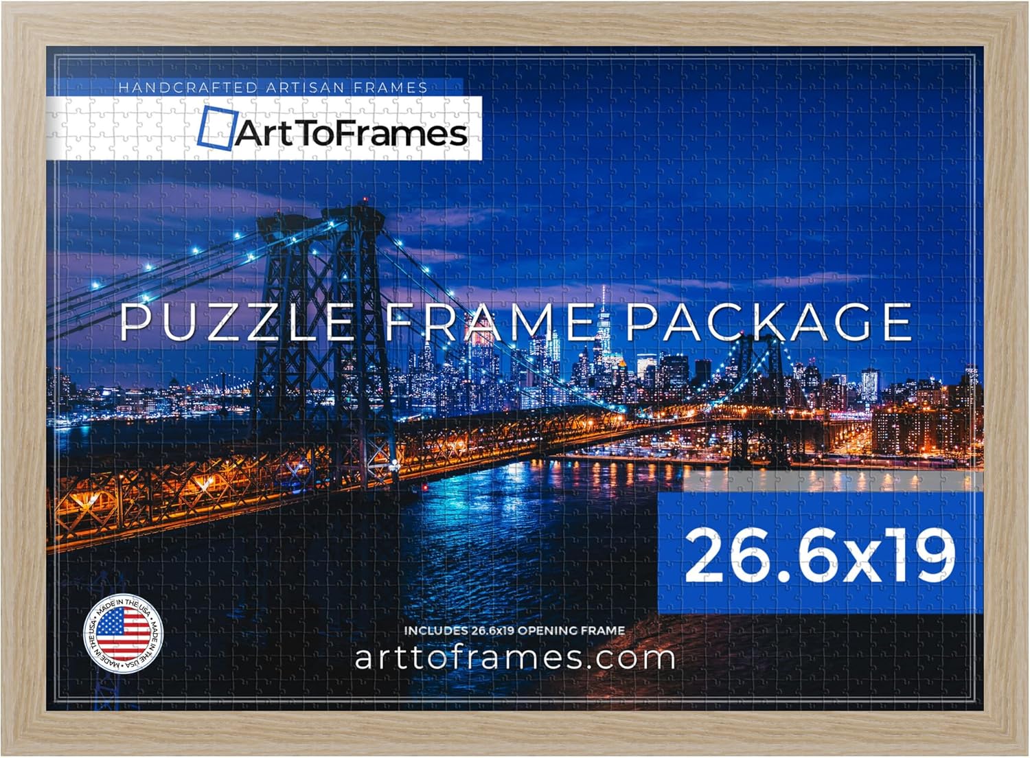 Natural Oak Puzzle Frame for 1000 Piece Puzzles - Elegant Design