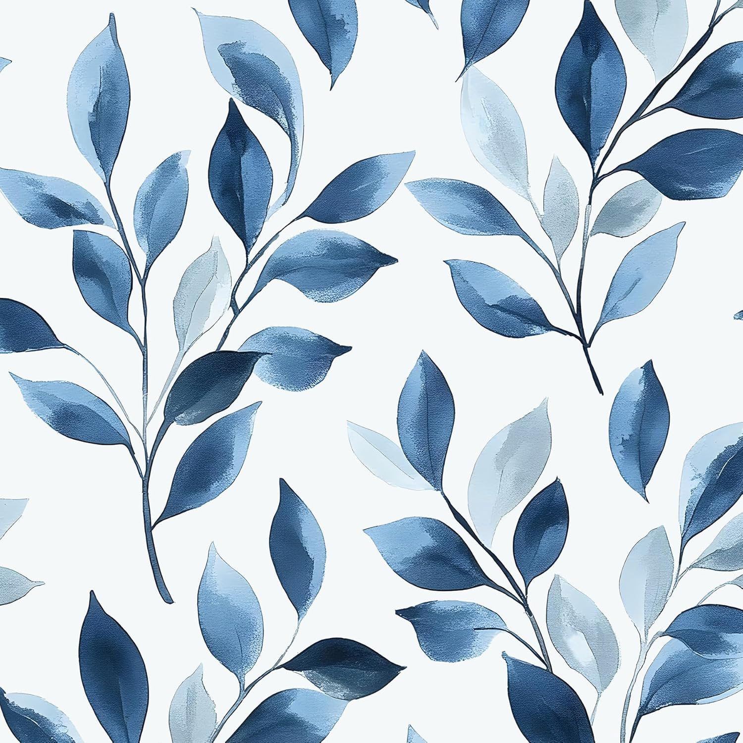 Blue Leaf Boho Peel and Stick Wallpaper for Easy Home Decor