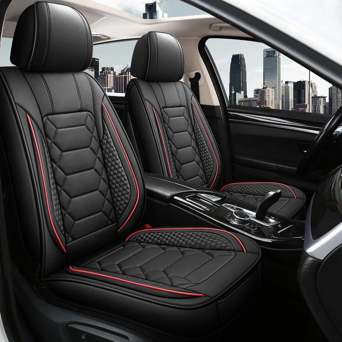 Leather Car Seat Covers Full Set, Waterproof Faux Leather Style