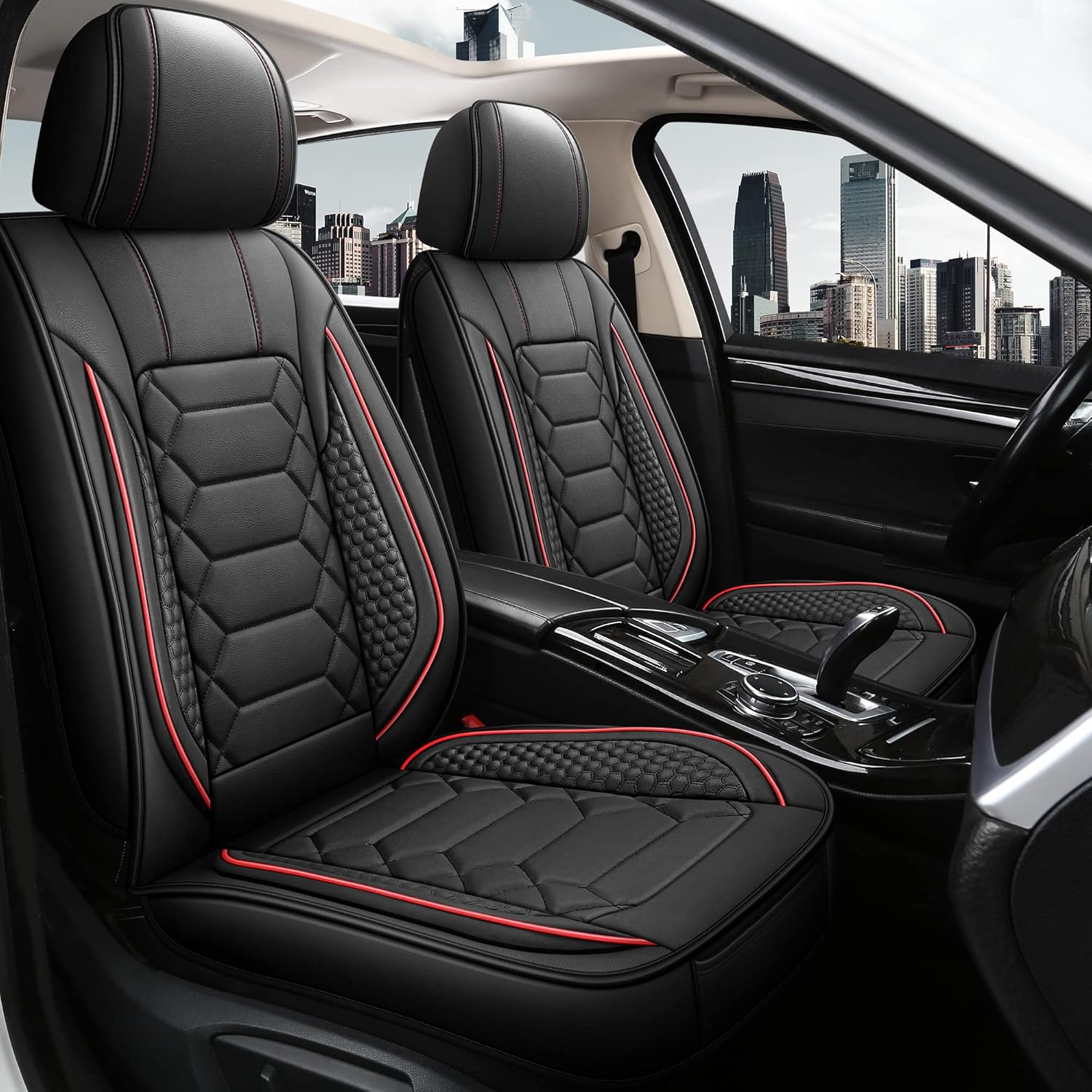 Leather Car Seat Covers Full Set, Waterproof Faux Leather Style