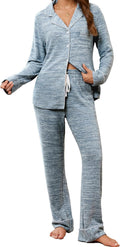 Anjue Pajamas for Women Soft Button Up Pajama Set - Comfortable Lounge