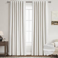 100% Blackout Linen Curtains 90 in Length 2 Panels - Cream Thermal