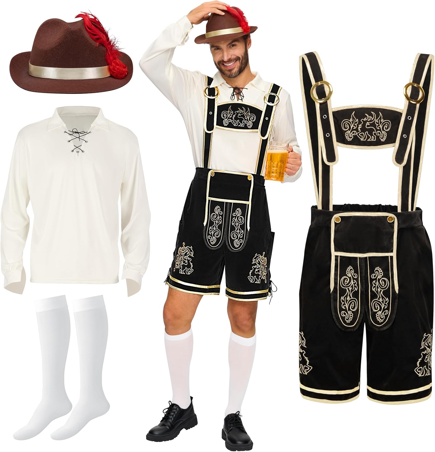 Mens Bavarian Oktoberfest Costume Set for Beer Festivals and Fun