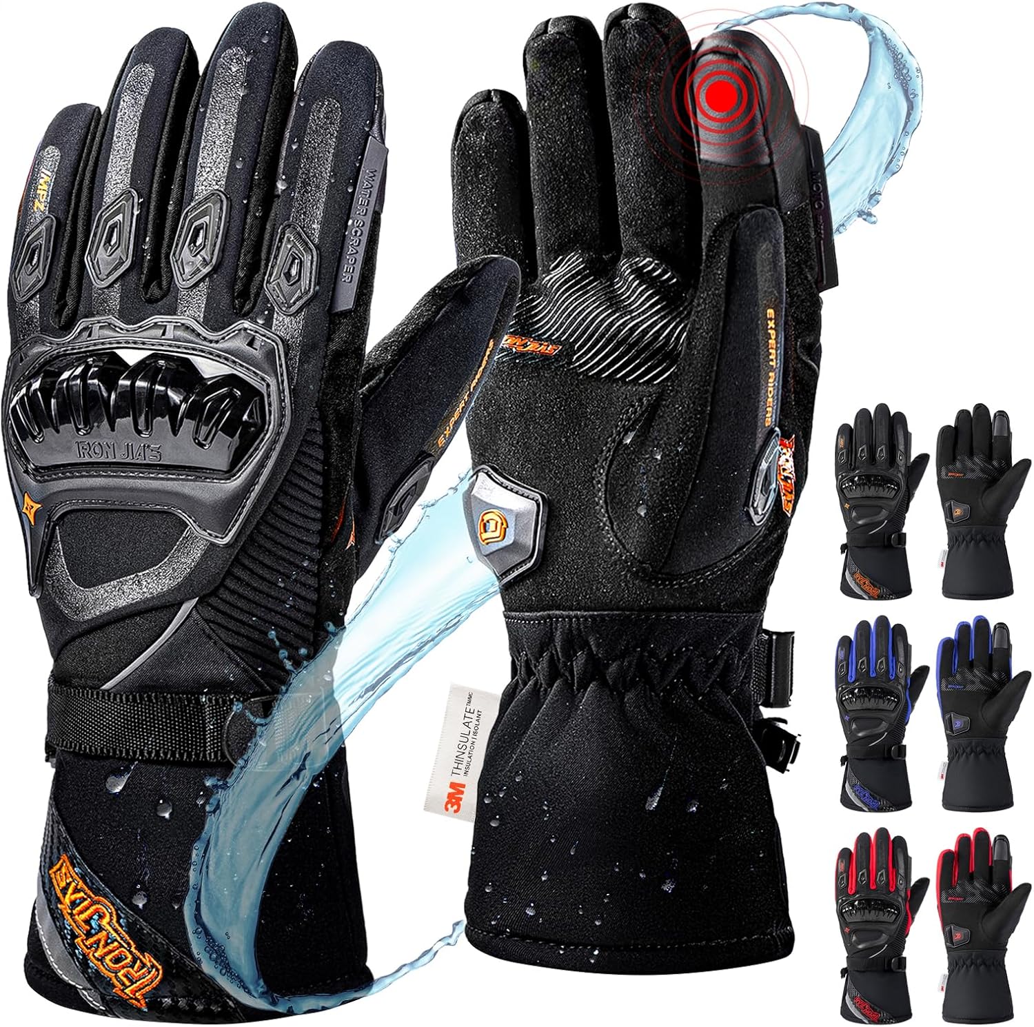 IRON JIA'S Winter Motorcycle Gloves for Cold Weather Riding