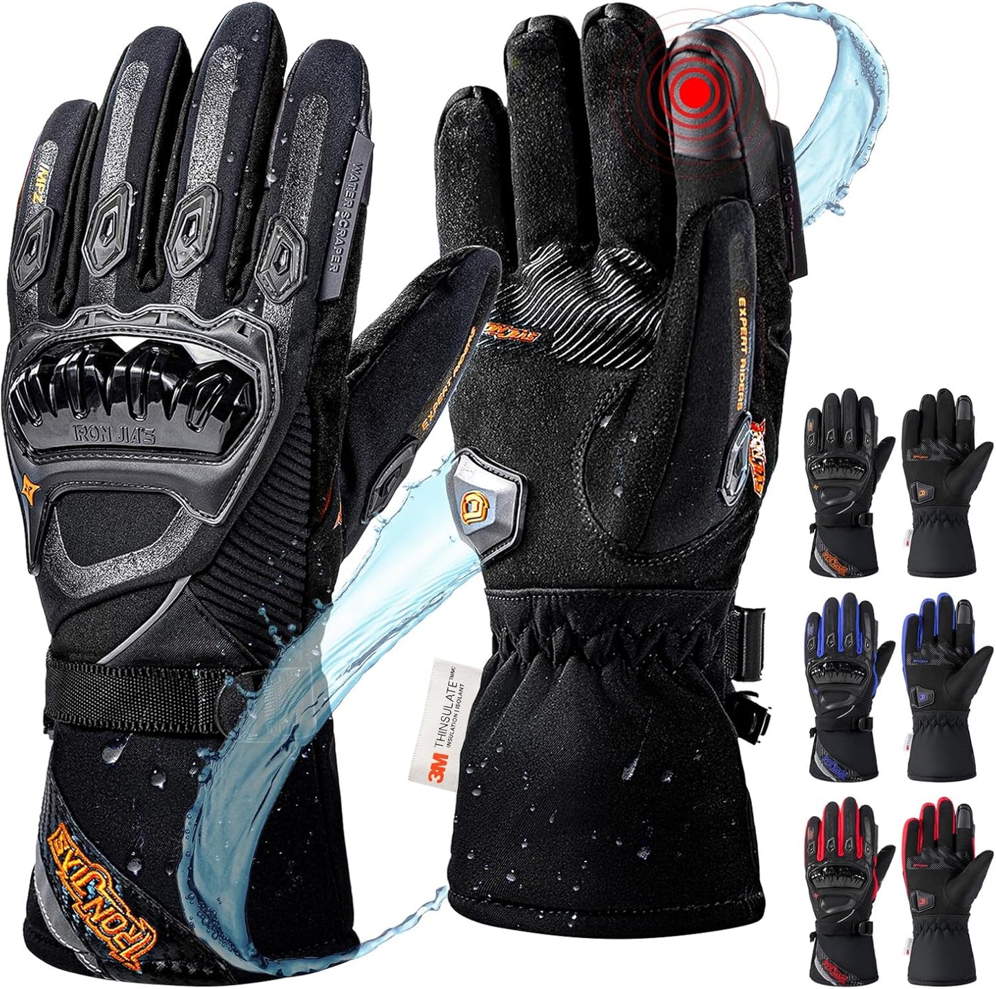 IRON JIA'S Winter Motorcycle Gloves for Cold Weather Riding