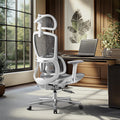 Hbada E2 Big & Tall Chair - 6-Way Lumbar, 3D Armrests & Headrest - White