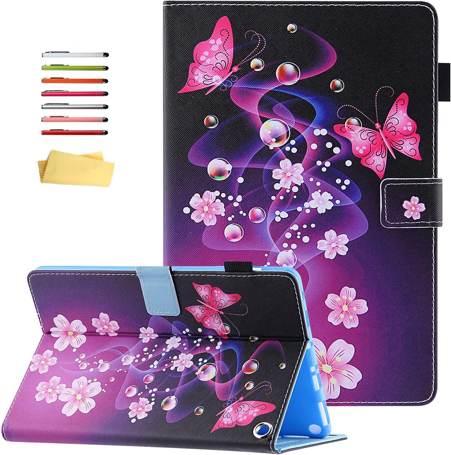 Stylish Purple Butterfly Flower Case for Kindle Fire HD 10 Tablet