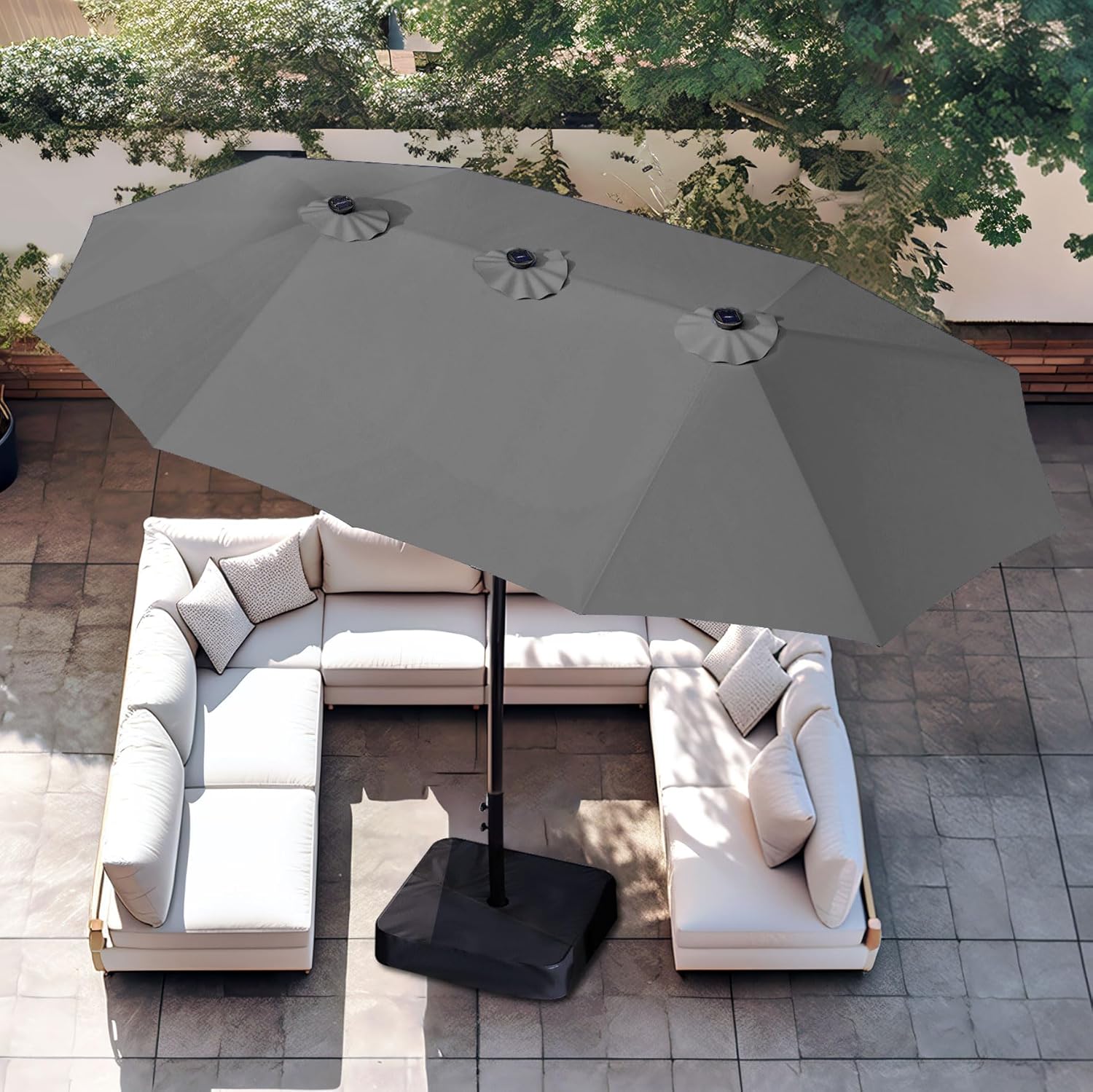 PHI VILLA 15ft Large Patio Umbrella with Base for Outdoor Shade