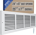 Fits 24x6 Duct Opening Steel Baseboard Return Air Grille - White