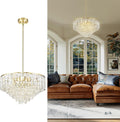 20in Gold Crystal Chandelier, 7-Tier Vintage Hanging Lamp - Luxe