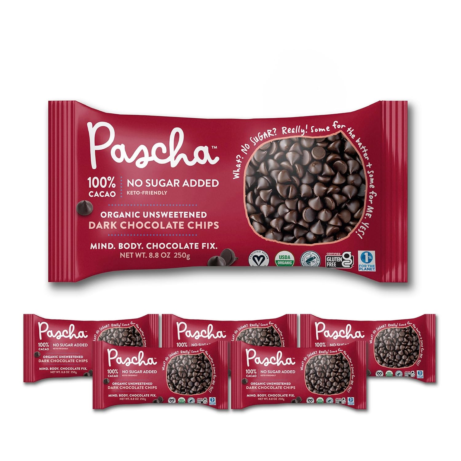 Pascha Organic 100% Cacao Baking Chips - Unsweetened Dark Chocolate
