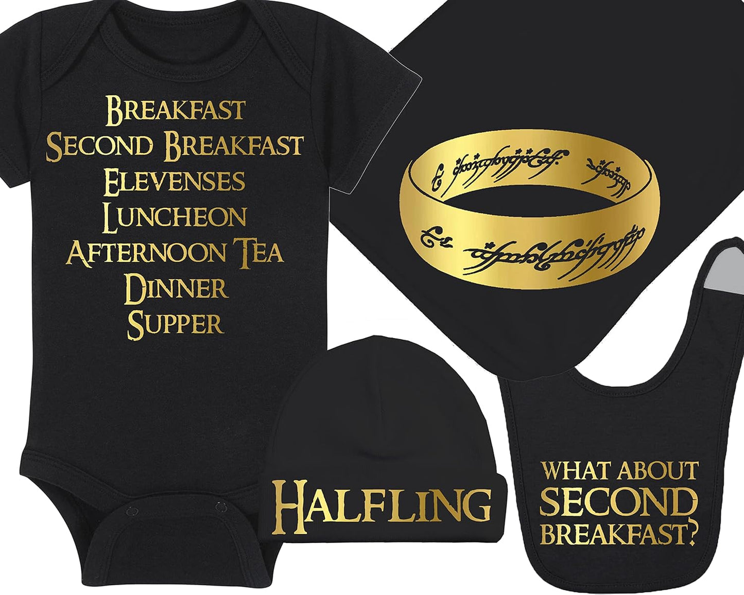 LOTR Baby Onesie, Hat, Blanket and Bib Set for Newborns