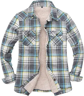 ThCreasa Womens Sherpa Lined Flannel Jacket for Cozy Comfort