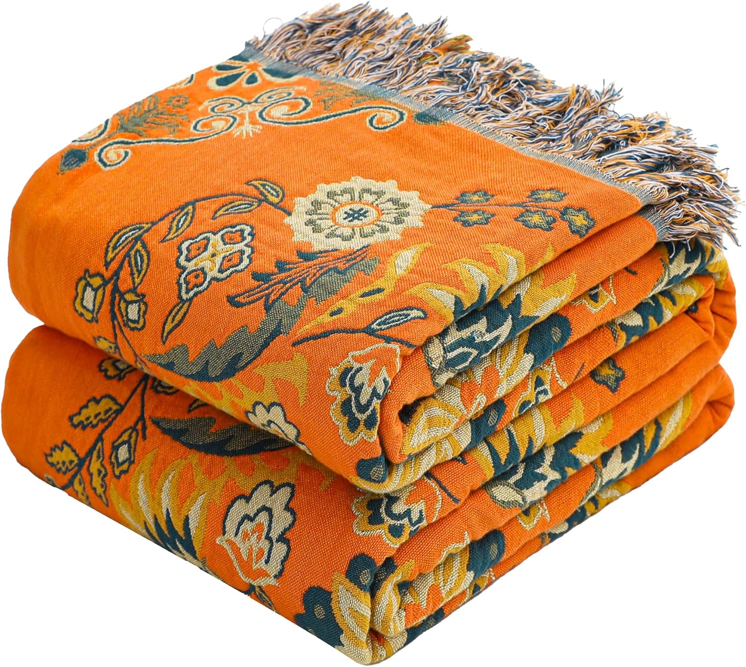 Boho Large Throw Blanket - 100% Organic Cotton Soft Decor