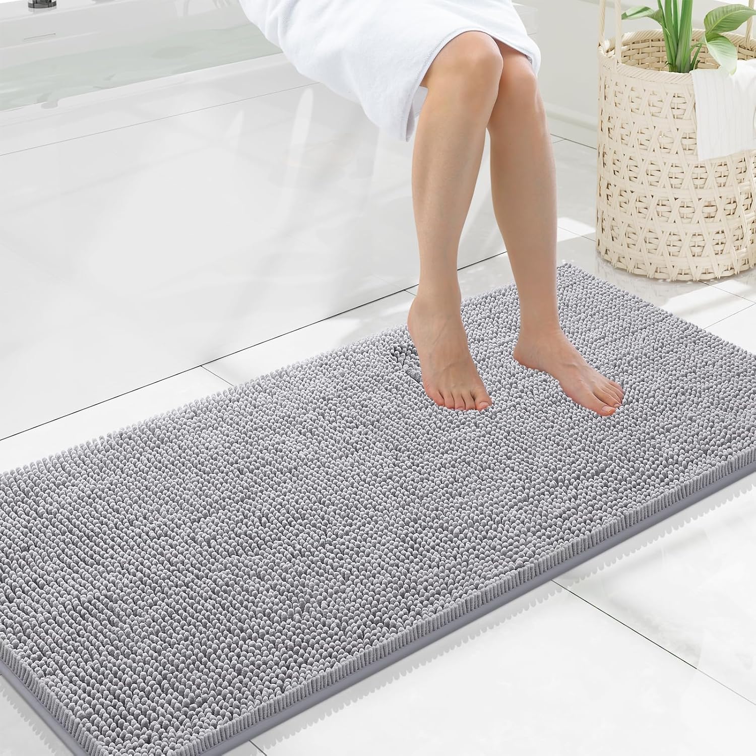Smiry Luxury Chenille Bathroom Rugs - Soft, Absorbent, Non-Slip