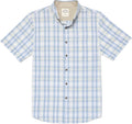 Dubinik Mens Short Sleeve Button Down Shirt - Classic Cotton Plaid Fit