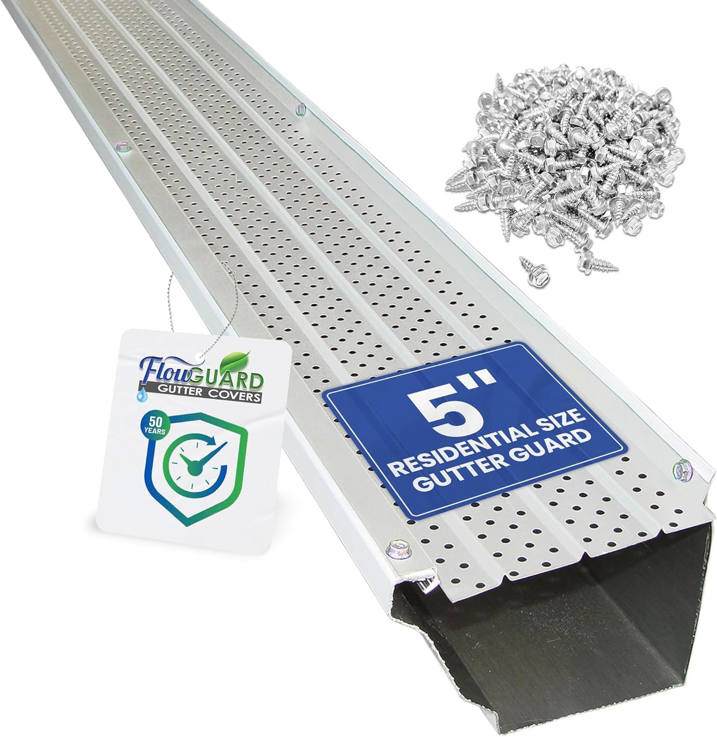 FlowGuard USA Made 5 Inch Gutter Cover System - Durable & Easy