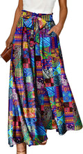 Women Wide Leg Palazzo Pants High Waisted Floral Culottes - Flowy
