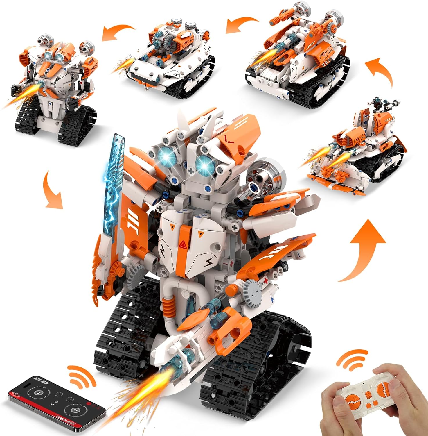 SUNRISELAND 5-in-1 STEM Robot Kit: 689 Pcs RC Toy for Kids