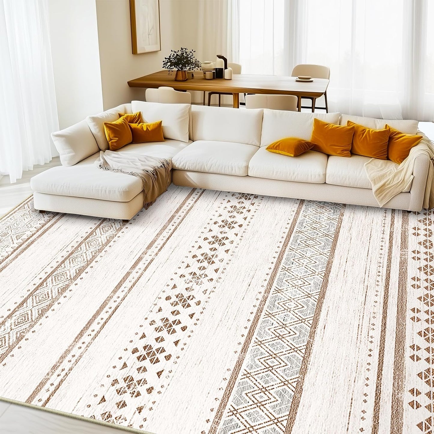 8x10 Area Rugs for Living Room Washable Moroccan Farmhouse